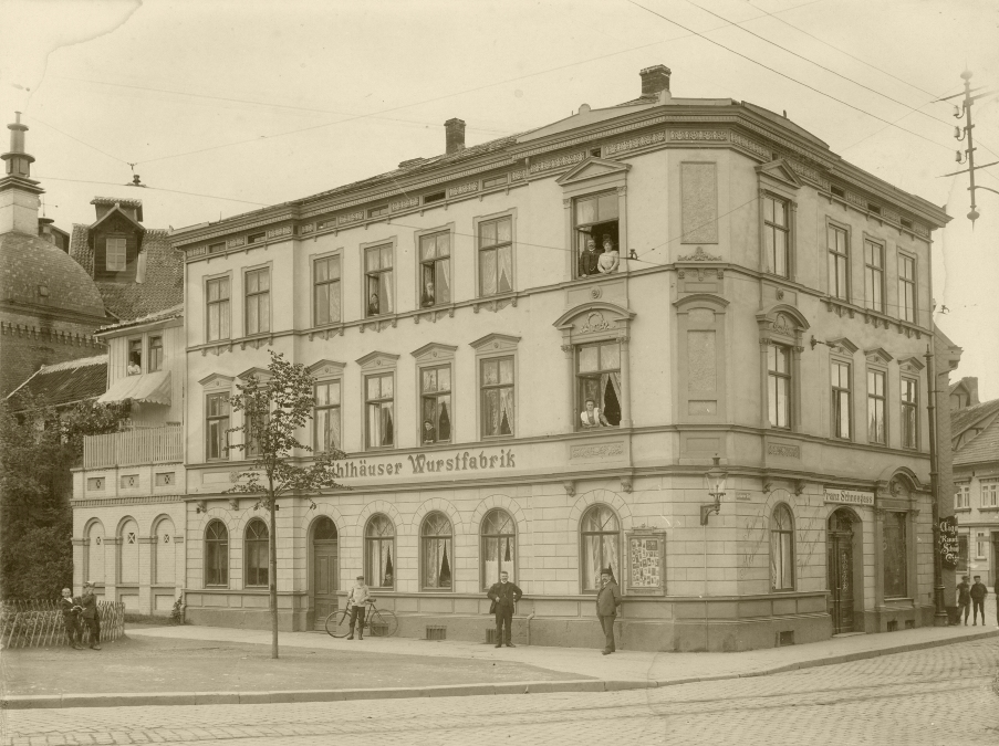 Historische Aufnahme der Mühlhäuser Wurstfabrik